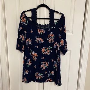 Xhilaration Blue Off Shoulder Floral Dress